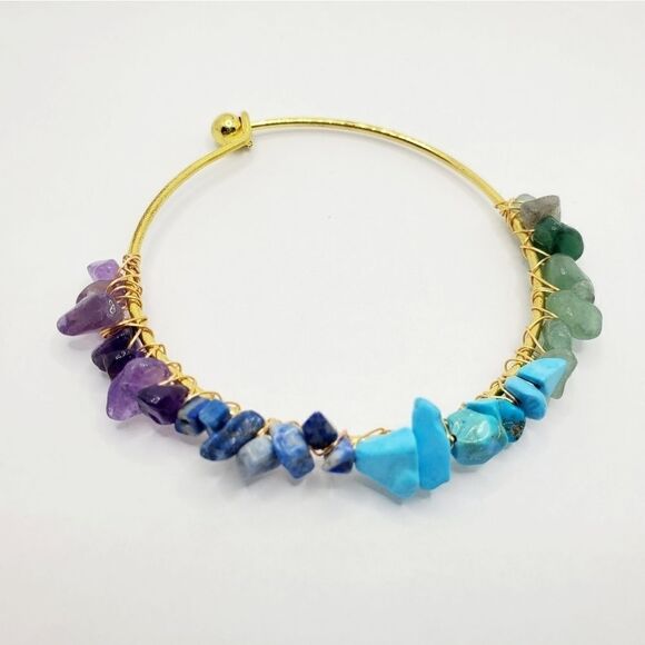 Hand Crafted Natural Chip Bangle Bracelet - Picture 8 of 10